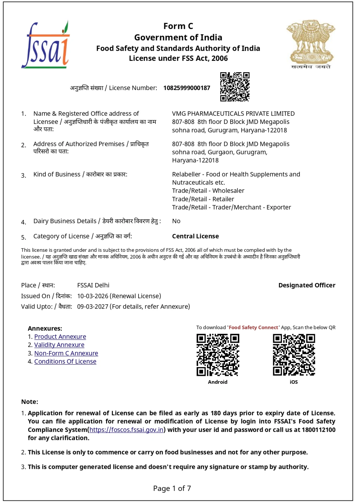AE FSSAI Licence